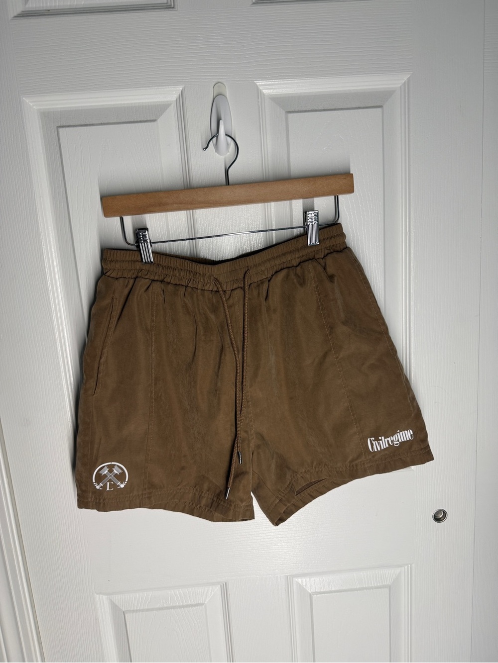Civil Faux Suede Shorts Men's Athletic Drawstring in Brown